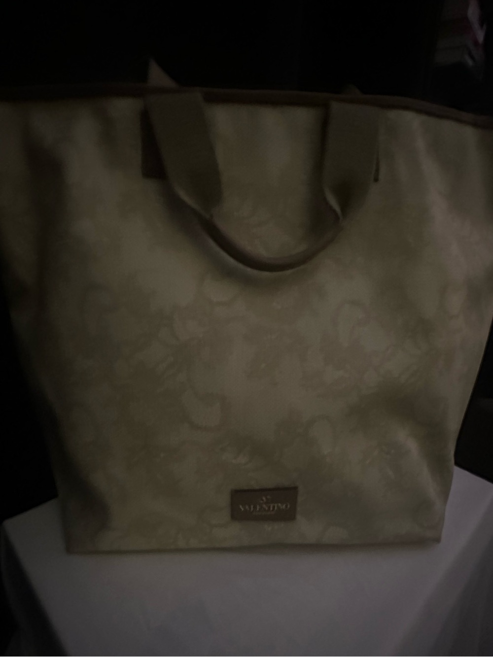 Valentino Lace Print Tote - Tan/Cream - Good Condition- Authentic